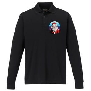 Santa Claus Christmas Red Suit Beard Smile Festive Holiday Performance Long Sleeve Polo