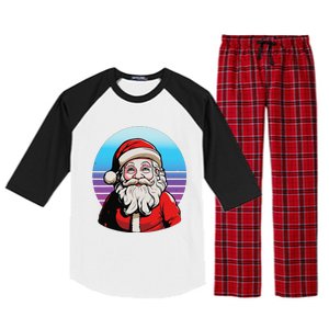 Santa Claus Christmas Red Suit Beard Smile Festive Holiday Raglan Sleeve Pajama Set