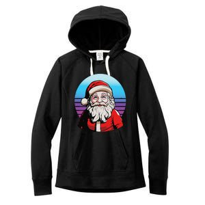 Santa Claus Christmas Red Suit Beard Smile Festive Holiday Women's Fleece Hoodie