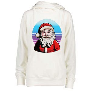 Santa Claus Christmas Red Suit Beard Smile Festive Holiday Womens Funnel Neck Pullover Hood