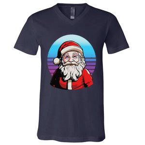 Santa Claus Christmas Red Suit Beard Smile Festive Holiday V-Neck T-Shirt