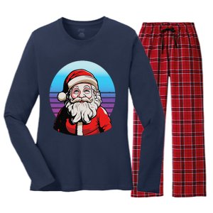 Santa Claus Christmas Red Suit Beard Smile Festive Holiday Women's Long Sleeve Flannel Pajama Set 