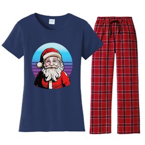 Santa Claus Christmas Red Suit Beard Smile Festive Holiday Women's Flannel Pajama Set