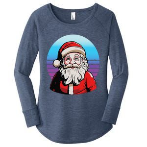 Santa Claus Christmas Red Suit Beard Smile Festive Holiday Women's Perfect Tri Tunic Long Sleeve Shirt