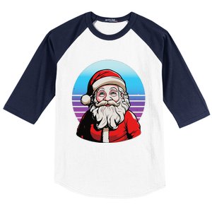 Santa Claus Christmas Red Suit Beard Smile Festive Holiday Baseball Sleeve Shirt