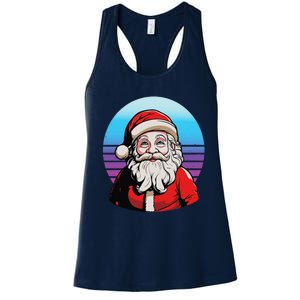 Santa Claus Christmas Red Suit Beard Smile Festive Holiday Women's Racerback Tank