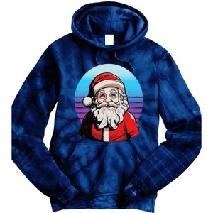 Santa Claus Christmas Red Suit Beard Smile Festive Holiday Tie Dye Hoodie