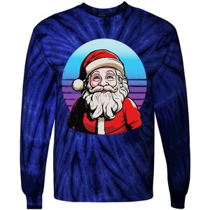 Santa Claus Christmas Red Suit Beard Smile Festive Holiday Tie-Dye Long Sleeve Shirt