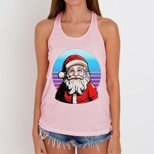 Santa Claus Christmas Red Suit Beard Smile Festive Holiday Women's Knotted Racerback Tank