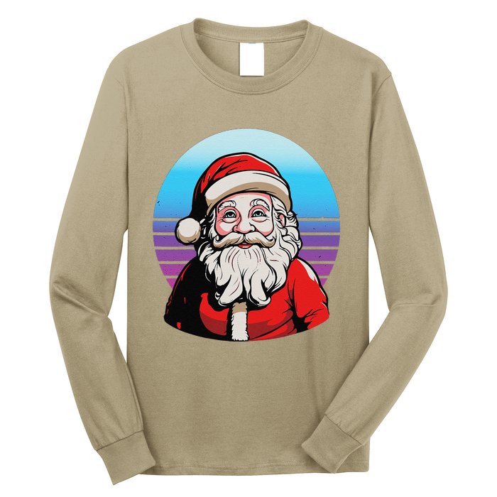 Santa Claus Christmas Red Suit Beard Smile Festive Holiday Long Sleeve Shirt