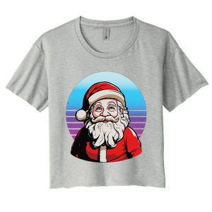 Santa Claus Christmas Red Suit Beard Smile Festive Holiday Women's Crop Top Tee