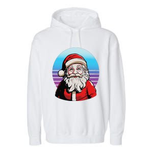 Santa Claus Christmas Red Suit Beard Smile Festive Holiday Garment-Dyed Fleece Hoodie