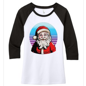 Santa Claus Christmas Red Suit Beard Smile Festive Holiday Women's Tri-Blend 3/4-Sleeve Raglan Shirt