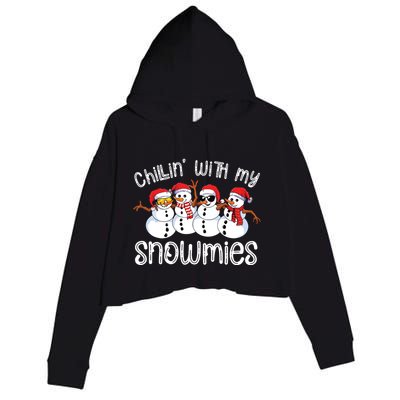 Snowman Christmas Chillin With My Snowmies Ugly Gift Crop Fleece Hoodie