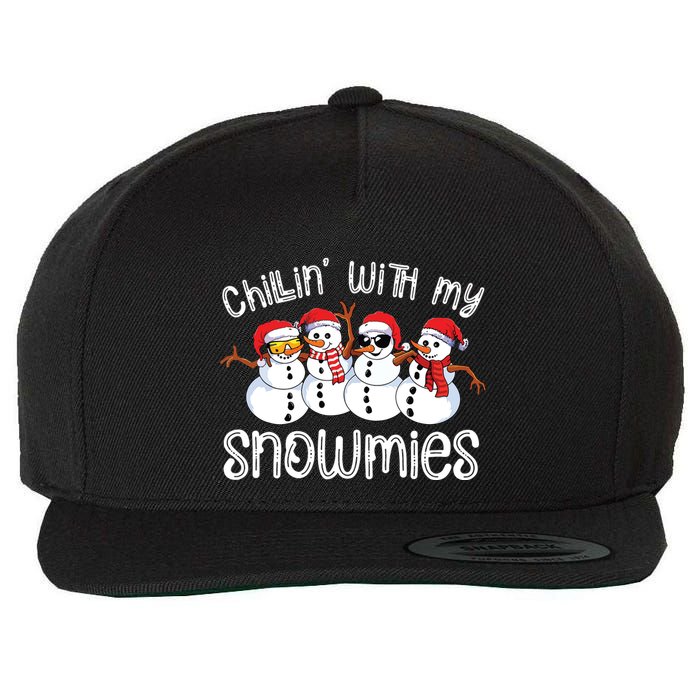 Snowman Christmas Chillin With My Snowmies Ugly Gift Wool Snapback Cap