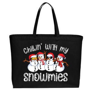 Snowman Christmas Chillin With My Snowmies Ugly Gift Cotton Canvas Jumbo Tote