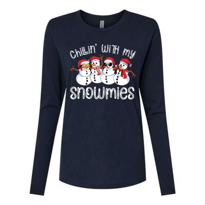 Snowman Christmas Chillin With My Snowmies Ugly Gift Womens Cotton Relaxed Long Sleeve T-Shirt