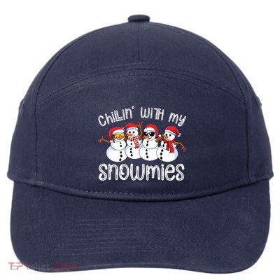 Snowman Christmas Chillin With My Snowmies Ugly Gift 7-Panel Snapback Hat