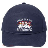Snowman Christmas Chillin With My Snowmies Ugly Gift 7-Panel Snapback Hat