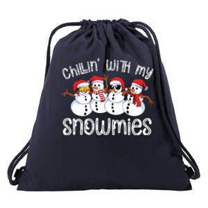 Snowman Christmas Chillin With My Snowmies Ugly Gift Drawstring Bag