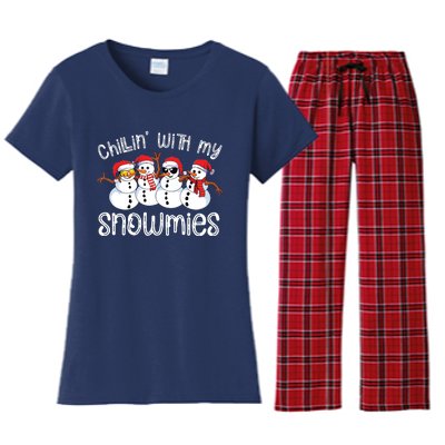 Snowman Christmas Chillin With My Snowmies Ugly Gift Women's Flannel Pajama Set