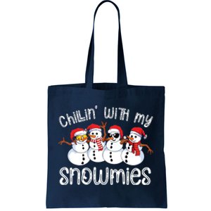 Snowman Christmas Chillin With My Snowmies Ugly Gift Tote Bag