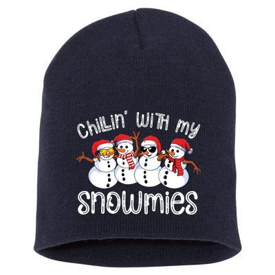 Snowman Christmas Chillin With My Snowmies Ugly Gift Short Acrylic Beanie