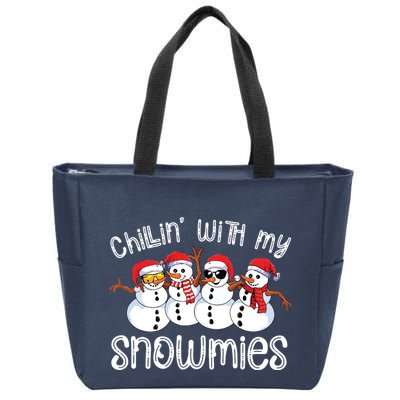 Snowman Christmas Chillin With My Snowmies Ugly Gift Zip Tote Bag