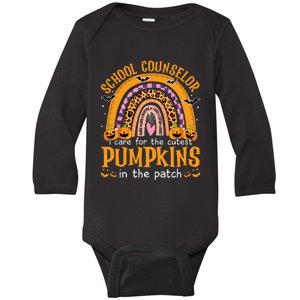 School Counselor Cutest Pumpkin Leopard Rainbow Halloween Baby Long Sleeve Bodysuit