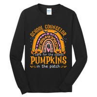 School Counselor Cutest Pumpkin Leopard Rainbow Halloween Tall Long Sleeve T-Shirt