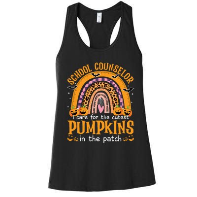 School Counselor Cutest Pumpkin Leopard Rainbow Halloween Women's Racerback Tank