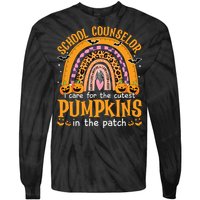 School Counselor Cutest Pumpkin Leopard Rainbow Halloween Tie-Dye Long Sleeve Shirt