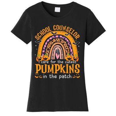 School Counselor Cutest Pumpkin Leopard Rainbow Halloween Women's T-Shirt