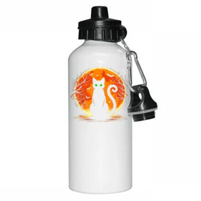 Scary Cat Costume Retro Moon Cat Aluminum Water Bottle