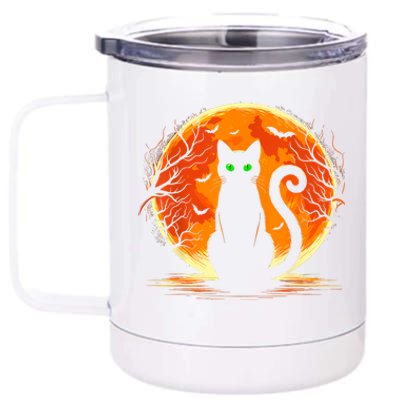 Scary Cat Costume Retro Moon Cat 12 oz Stainless Steel Tumbler Cup