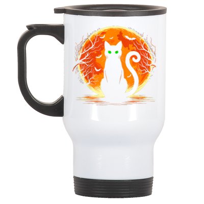 Scary Cat Costume Retro Moon Cat Stainless Steel Travel Mug