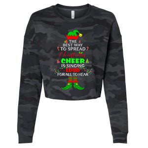 Spread Christmas Cheer Is Singing Loud Xmas Elf Pajama Cropped Pullover Crew