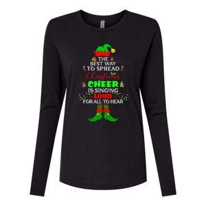 Spread Christmas Cheer Is Singing Loud Xmas Elf Pajama Womens Cotton Relaxed Long Sleeve T-Shirt