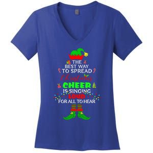 Spread Christmas Cheer Is Singing Loud Xmas Elf Pajama Women's V-Neck T-Shirt