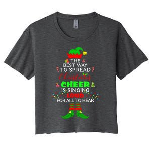 Spread Christmas Cheer Is Singing Loud Xmas Elf Pajama Women's Crop Top Tee