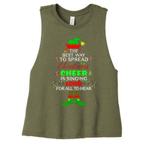 Spread Christmas Cheer Is Singing Loud Xmas Elf Pajama Women's Racerback Cropped Tank