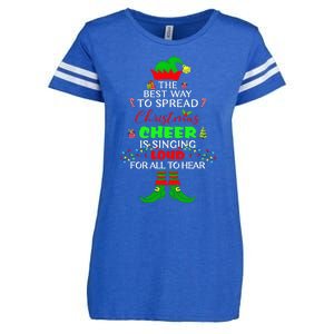 Spread Christmas Cheer Is Singing Loud Xmas Elf Pajama Enza Ladies Jersey Football T-Shirt