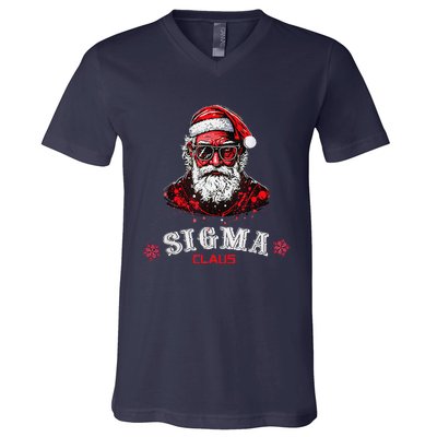 Sigma Claus Cool Santa Funny Christmas Rizz Rizzler Meme V-Neck T-Shirt