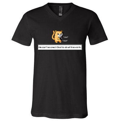 Squirt Click Click We Cant Expect God To Do All The Work Premium V-Neck T-Shirt