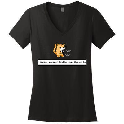 Squirt Click Click We Cant Expect God To Do All The Work Premium Women's V-Neck T-Shirt