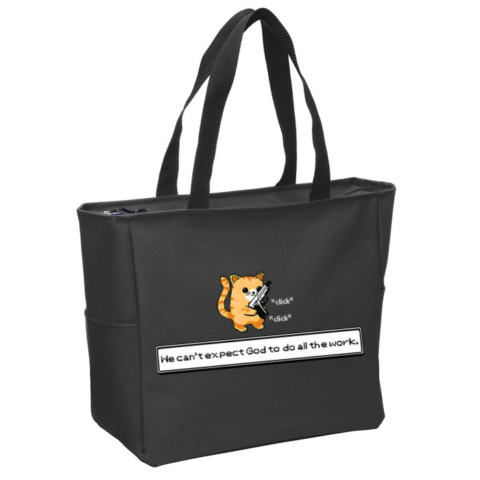 Squirt Click Click We Cant Expect God To Do All The Work Premium Zip Tote Bag