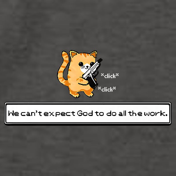 Squirt Click Click We Cant Expect God To Do All The Work Premium Vector Backpack