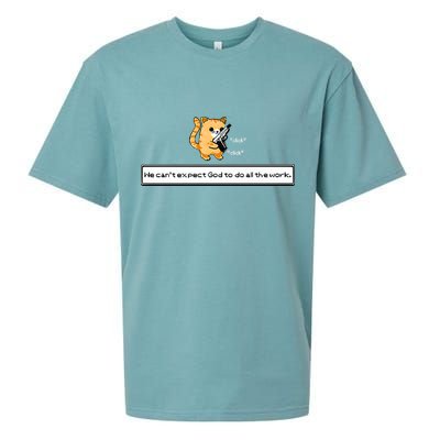 Squirt Click Click We Cant Expect God To Do All The Work Premium Sueded Cloud Jersey T-Shirt