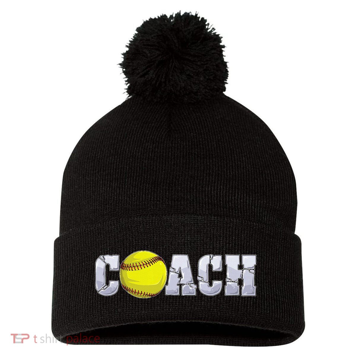 Softball Coach Coaching Assistant Coach Softball Team Pom Pom 12in Knit Beanie