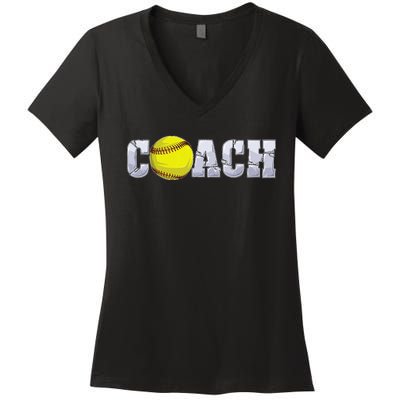 Softball Coach Coaching Assistant Coach Softball Team Women's V-Neck T-Shirt